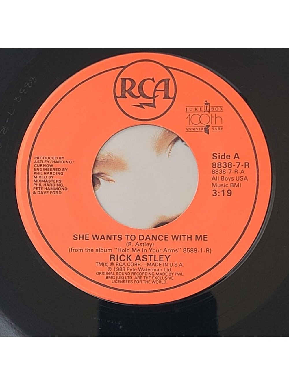 Rick Astley - She Wants To Dance With Me 45 RPM 7" 1988 Vinyl RCA Picture Sleeve